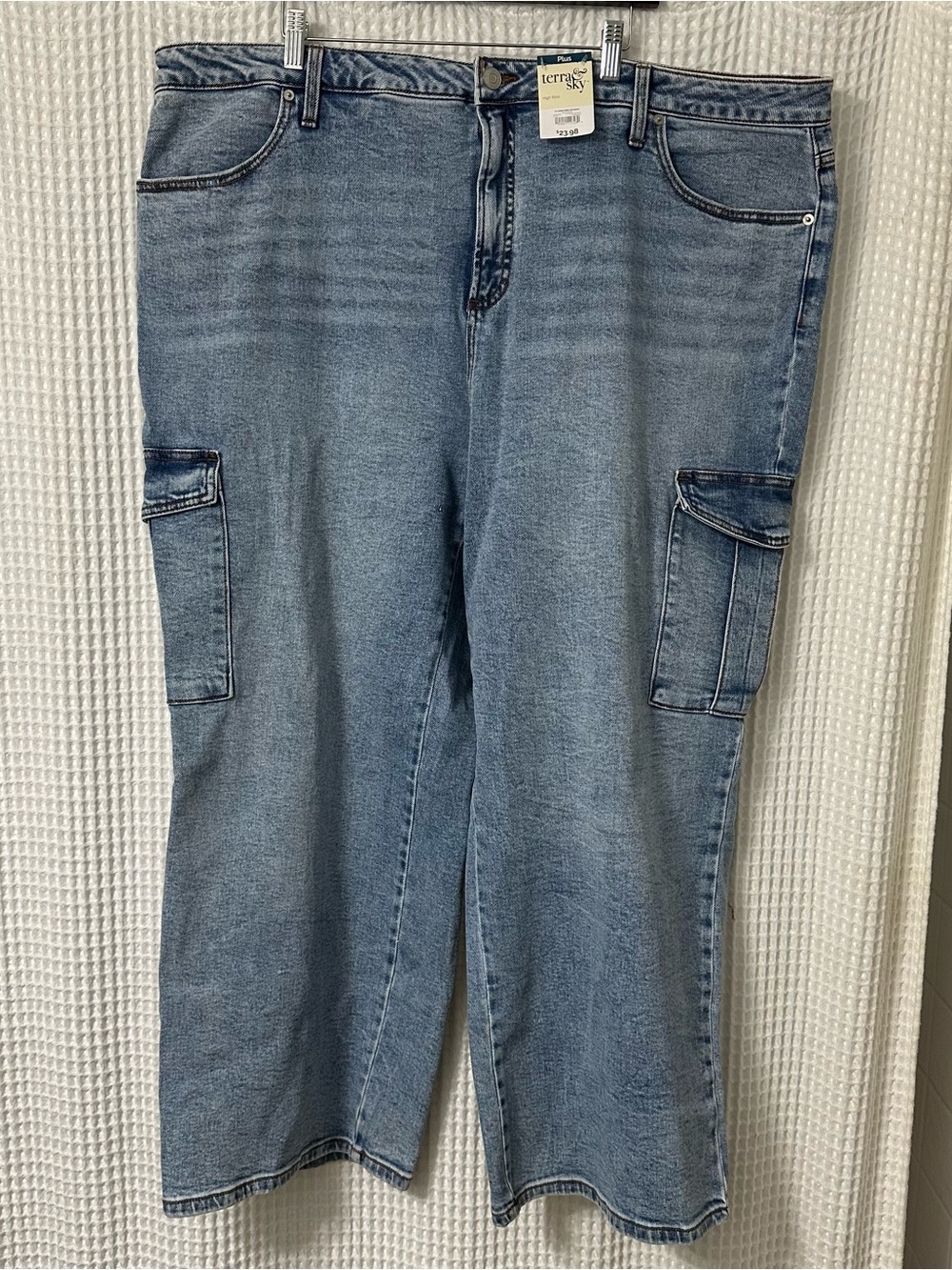 Plus Size Terra & Sky Light Wash Denim Cargo Jeans